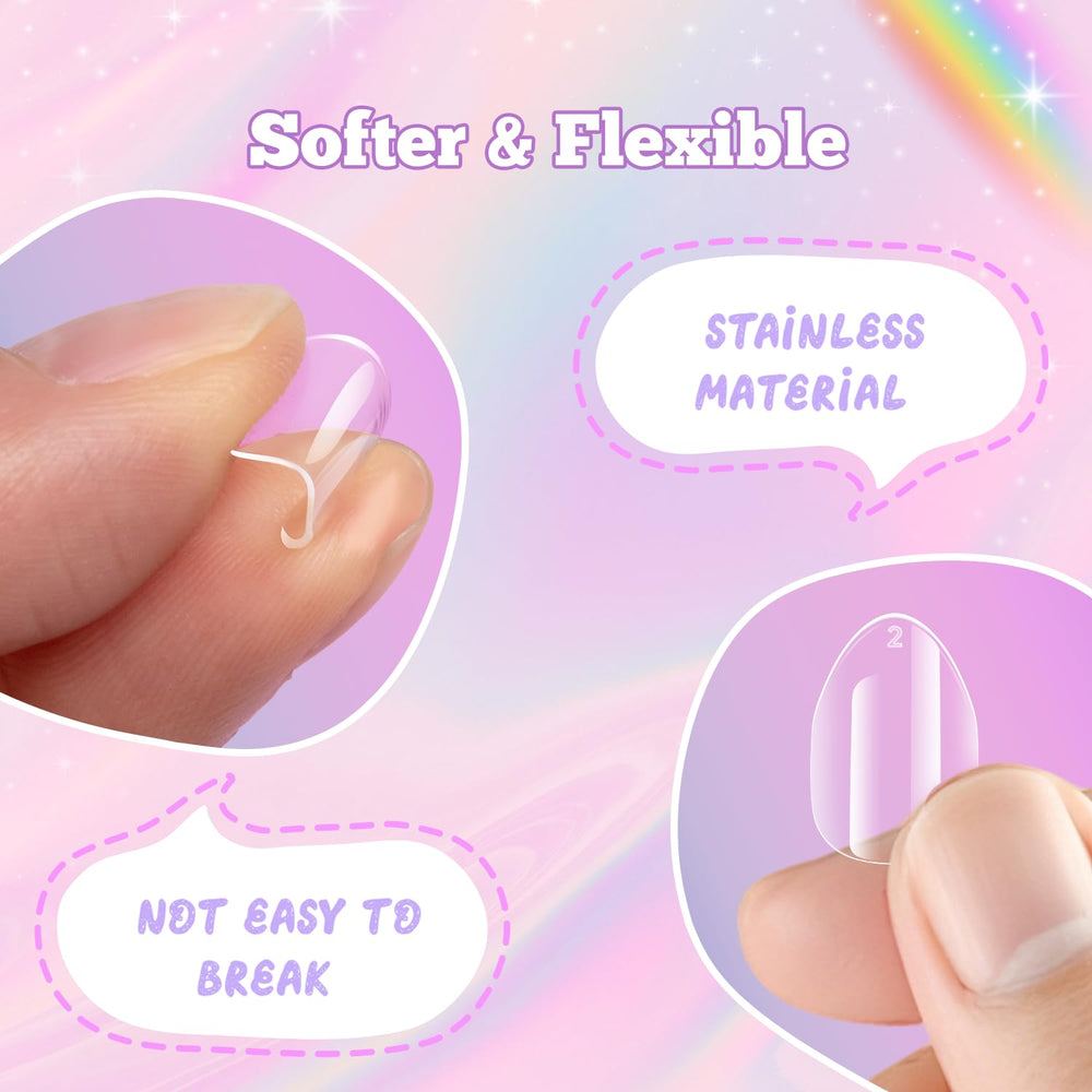 Krofaue uñas infantiles en almendra, gel suave para uso diario.