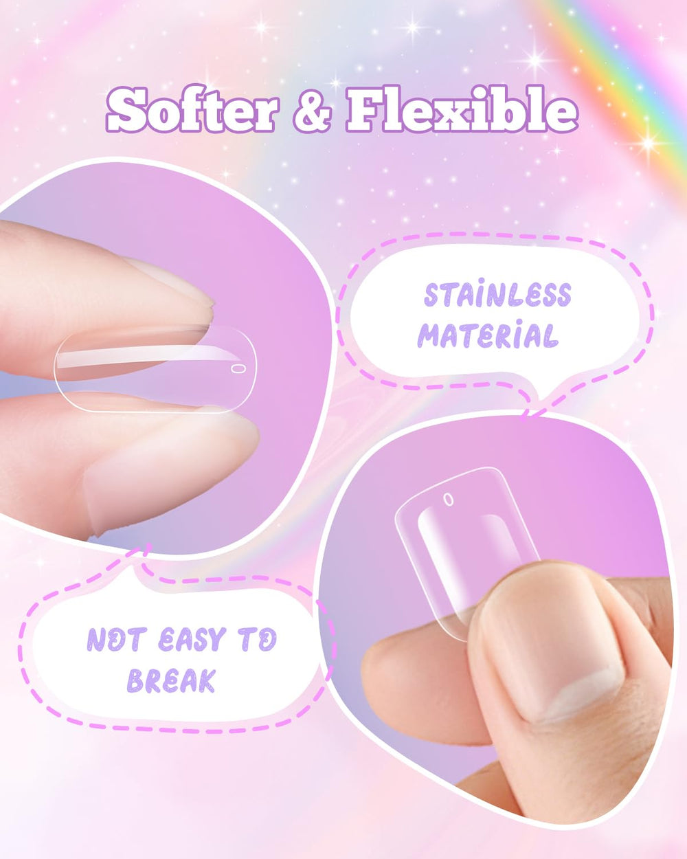 Krofaue uñas con acabado brillante para apariencia de salón.