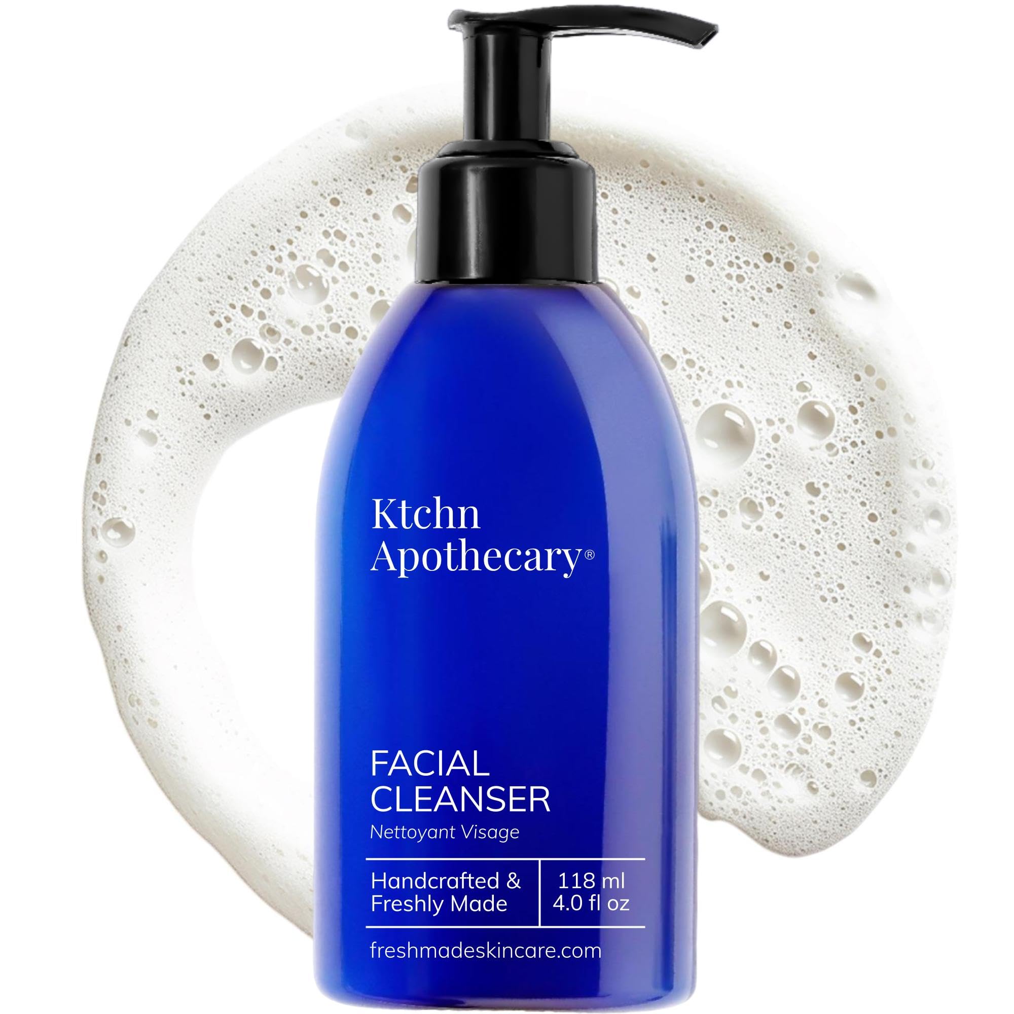 Ktchn Apothecary limpiador facial espumoso natural, envase con bomba para limpieza suave y diaria