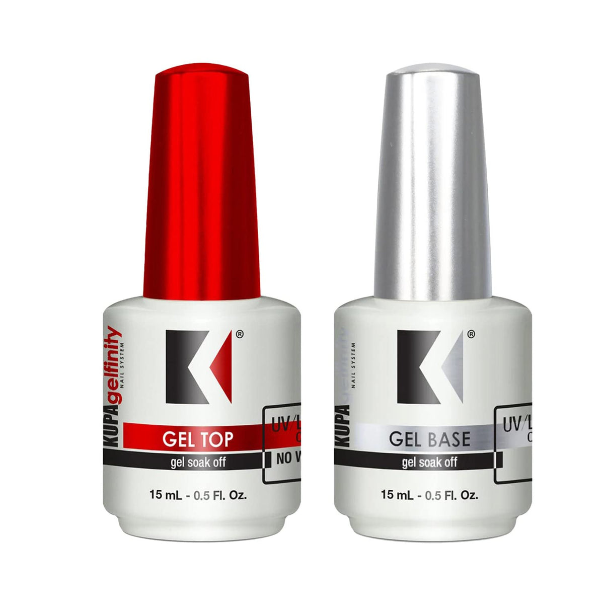 KUPA Gelfinity base coat en botella para adhesión suave y duradera.