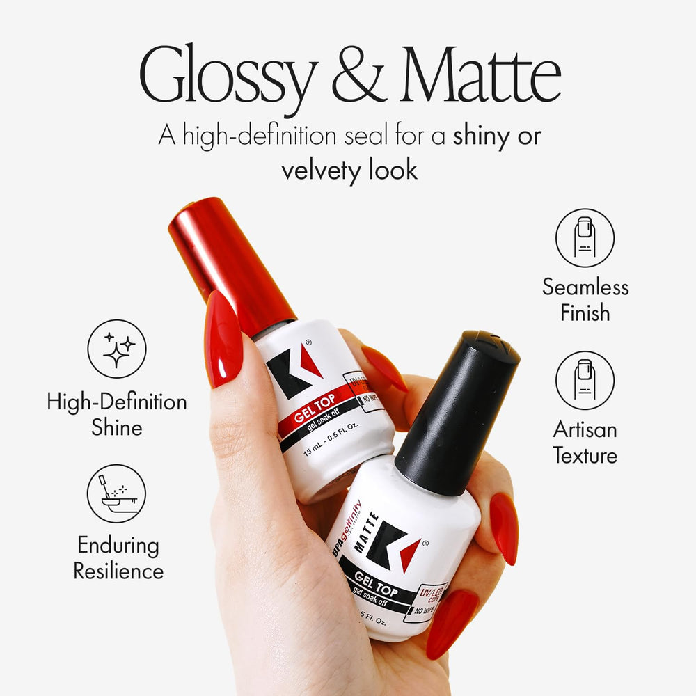 KUPA Gelfinity capa superior brillo para acabado radiante y duradero.