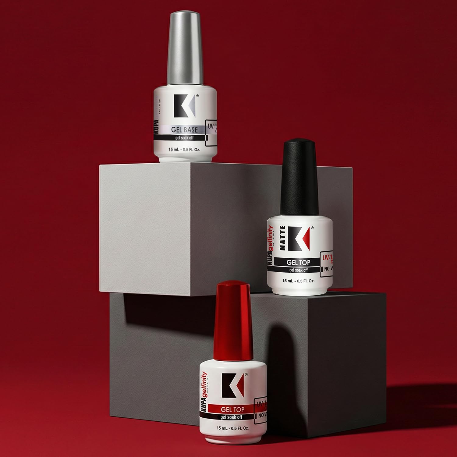 KUPA Gelfinity pack de tres botellas para uso continuo.