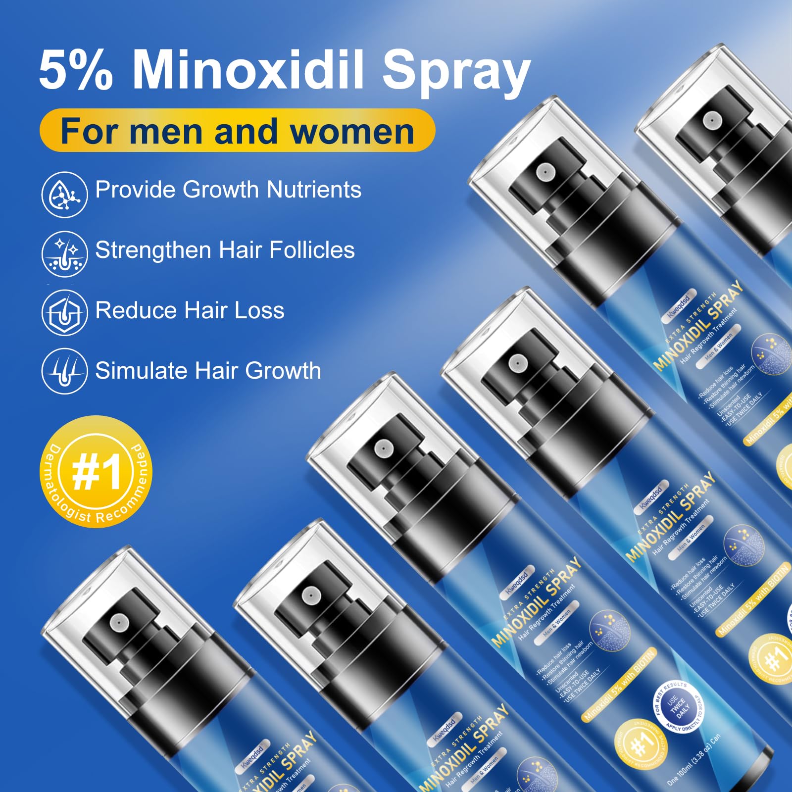 Kweqdsd minoxidil con biotina, ingrediente clave para el cabello.