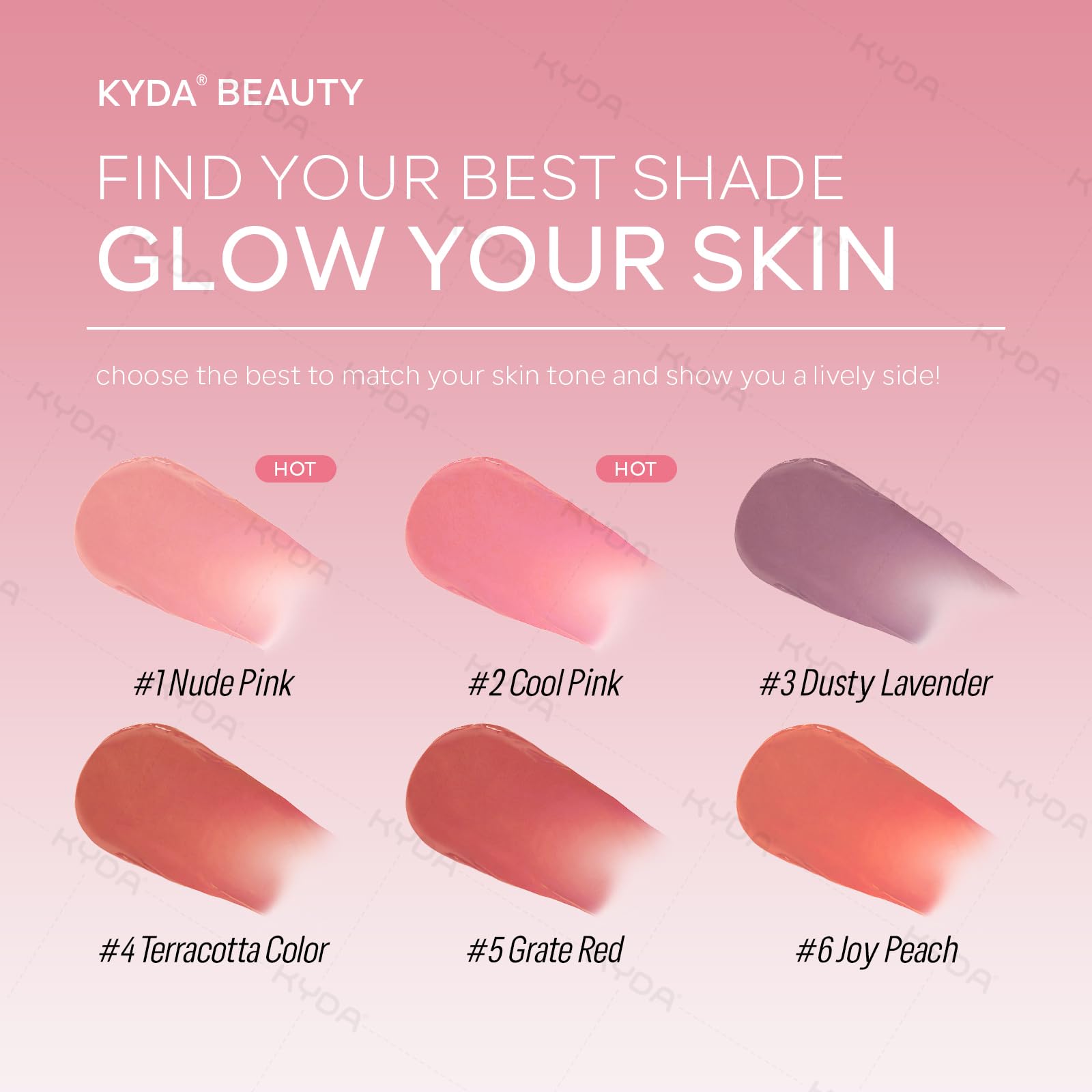KYDA Liquid Blush brillo sutil realza mejillas con efecto luminoso sin sobrecargar.
