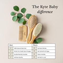 KYTE BABY cepillo con cerdas de madera para peinados suaves.
