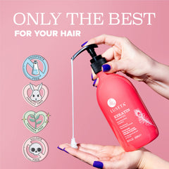 L LUSETA Champú, cabello hidratado y brillo natural tras cada lavado.