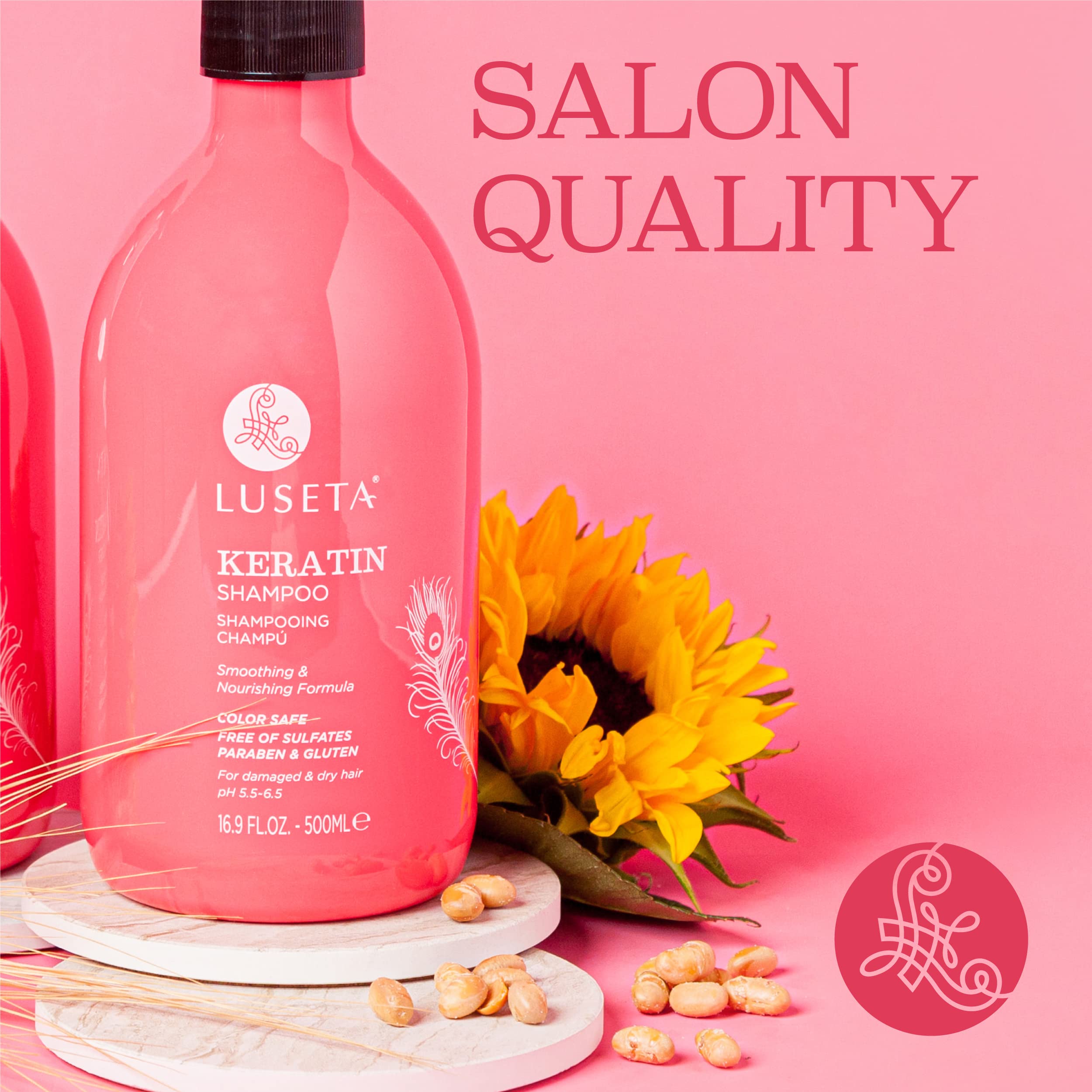 L LUSETA Champú sin sulfatos cuida el cabello sensible.