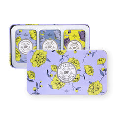 La Chatelaine Jabon Trio Lavanda en lata: experiencia lujosa para manos y cuerpo.