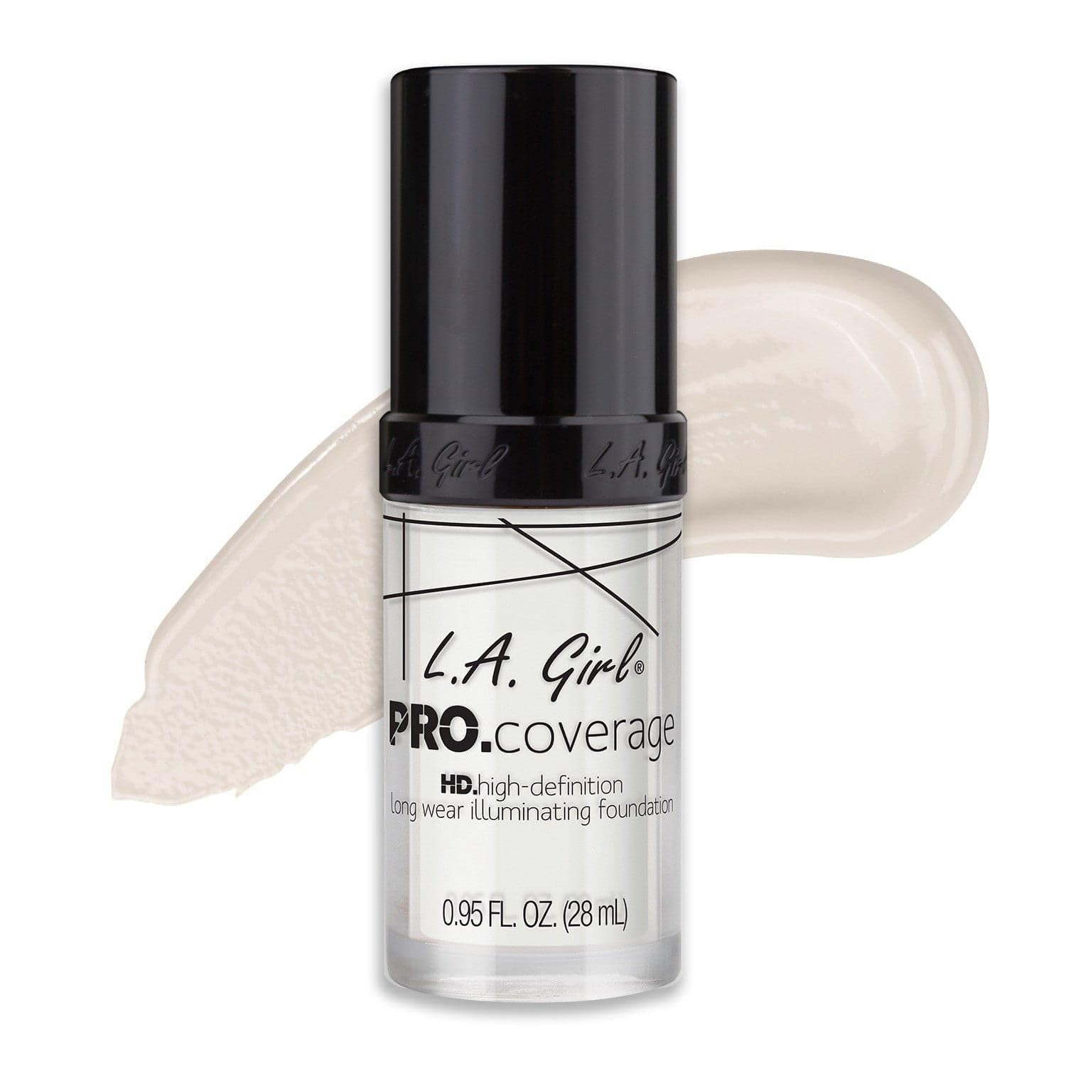 L.A. Girl Pro Coverage Foundation, vertido en botella, acabado radiante para piel natural.