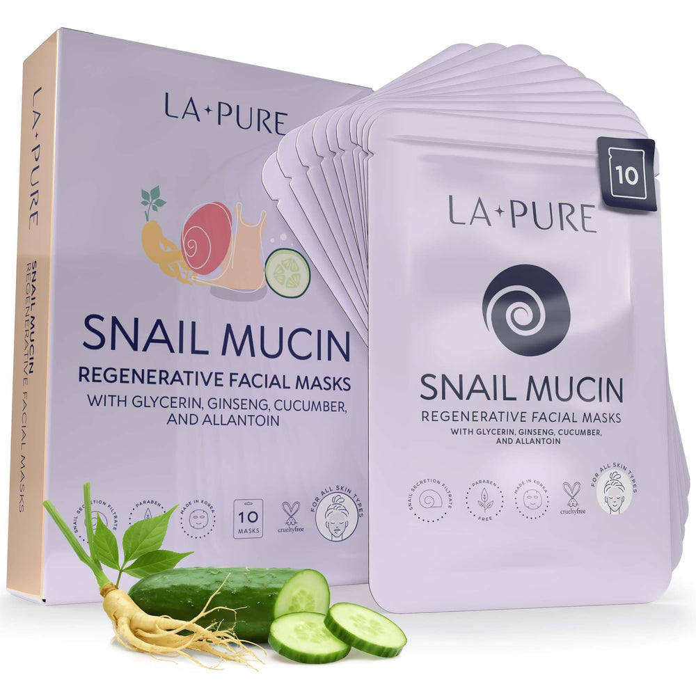 LA PURE Mascarilla de mucina de caracol, empaque compacto para cuidado diario.