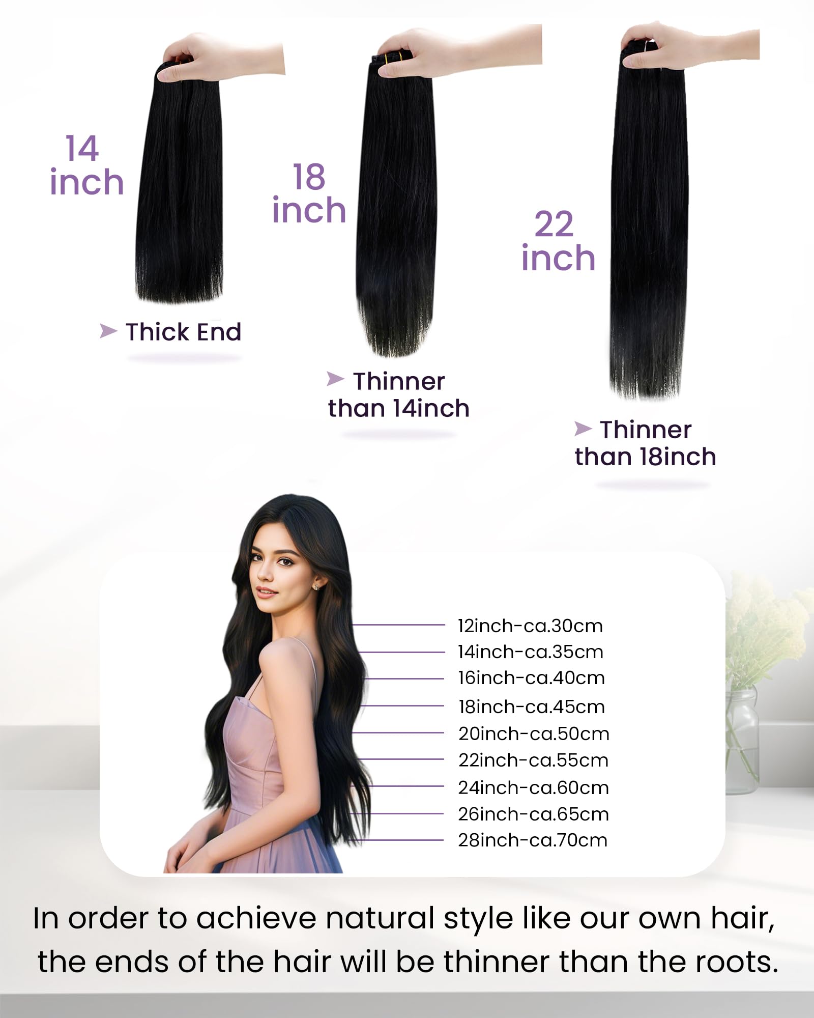Textura sedosa de las extensiones LaaVoo con brillo natural.