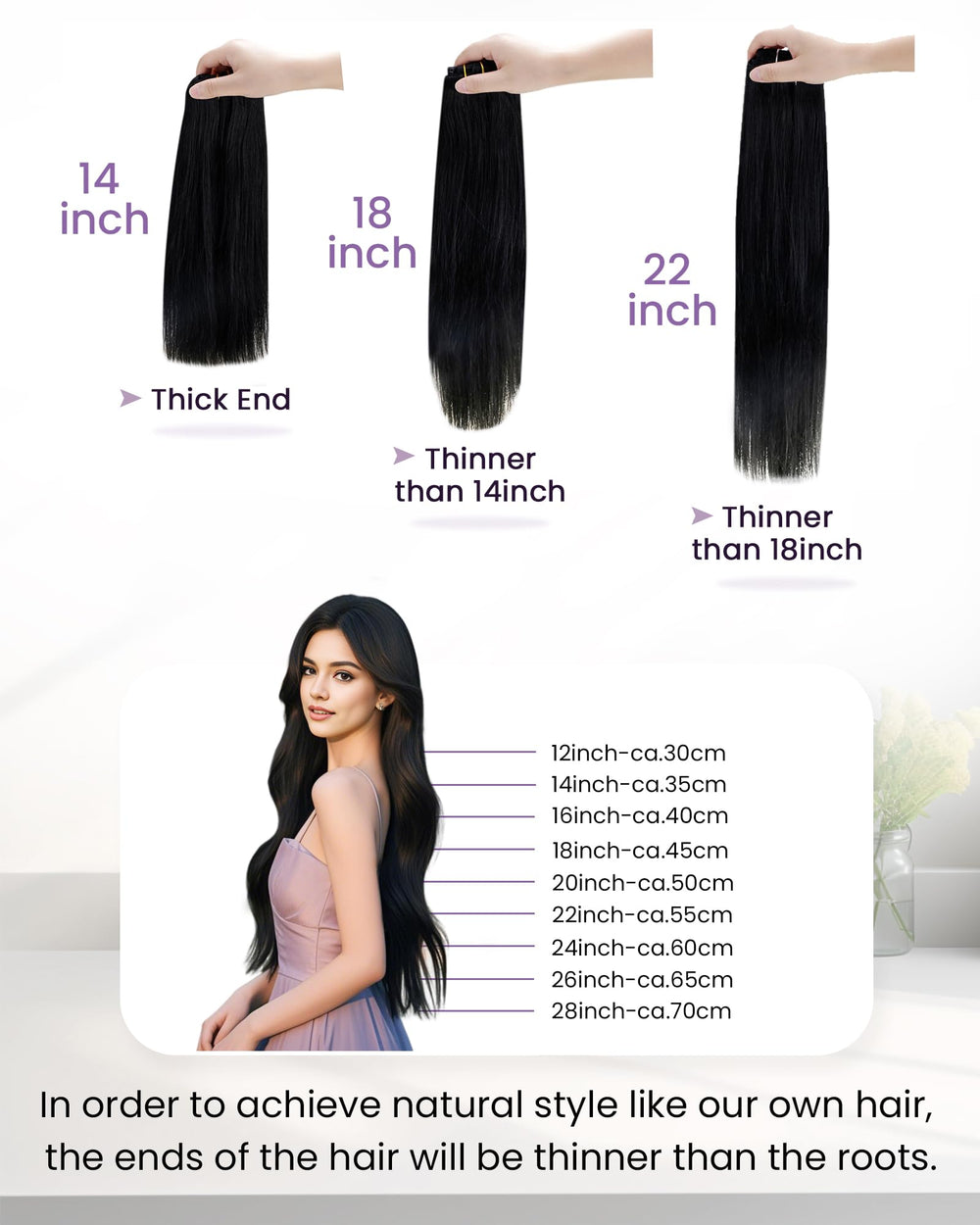 Textura sedosa de las extensiones LaaVoo con brillo natural.