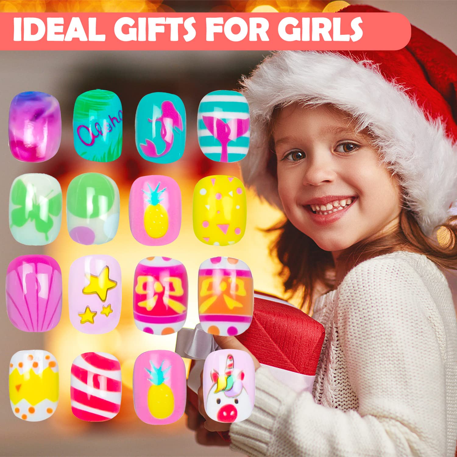 Labeol uñas falsas para niñas para uso diario y fiestas divertidas.