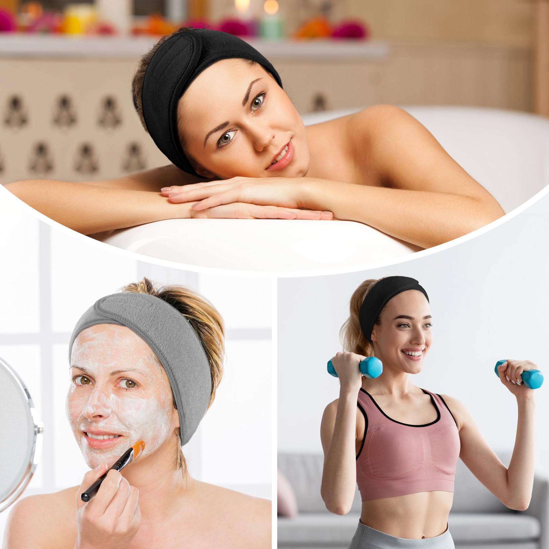 LADES diadema para lavado facial con cabello recogido y seco