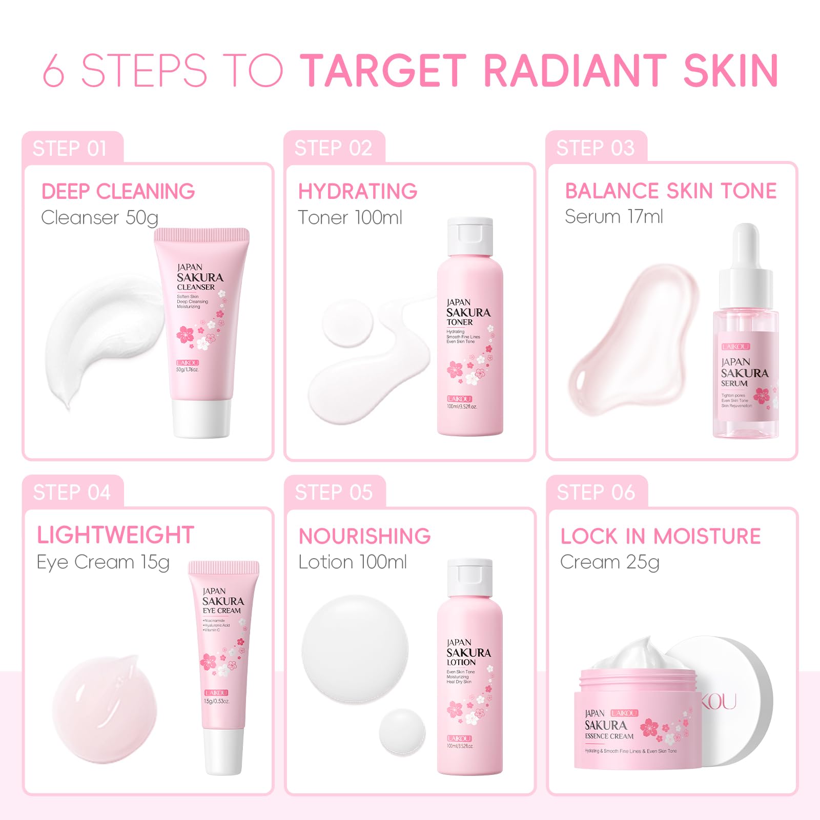 Laikou sérum Sakura aporta nutrición y luminosidad suave a la piel.