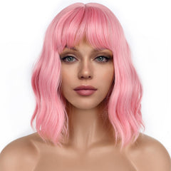 LANCAINI Pastel Bob con flequillo frente para look natural y suave.