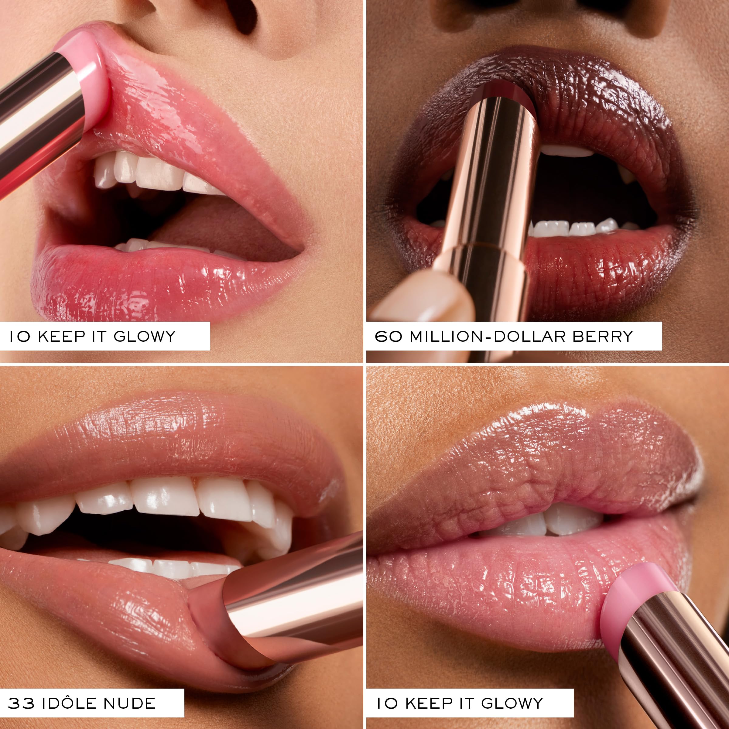 Retouches rapides avec Lip Idôle Butterglow et fini brillant.