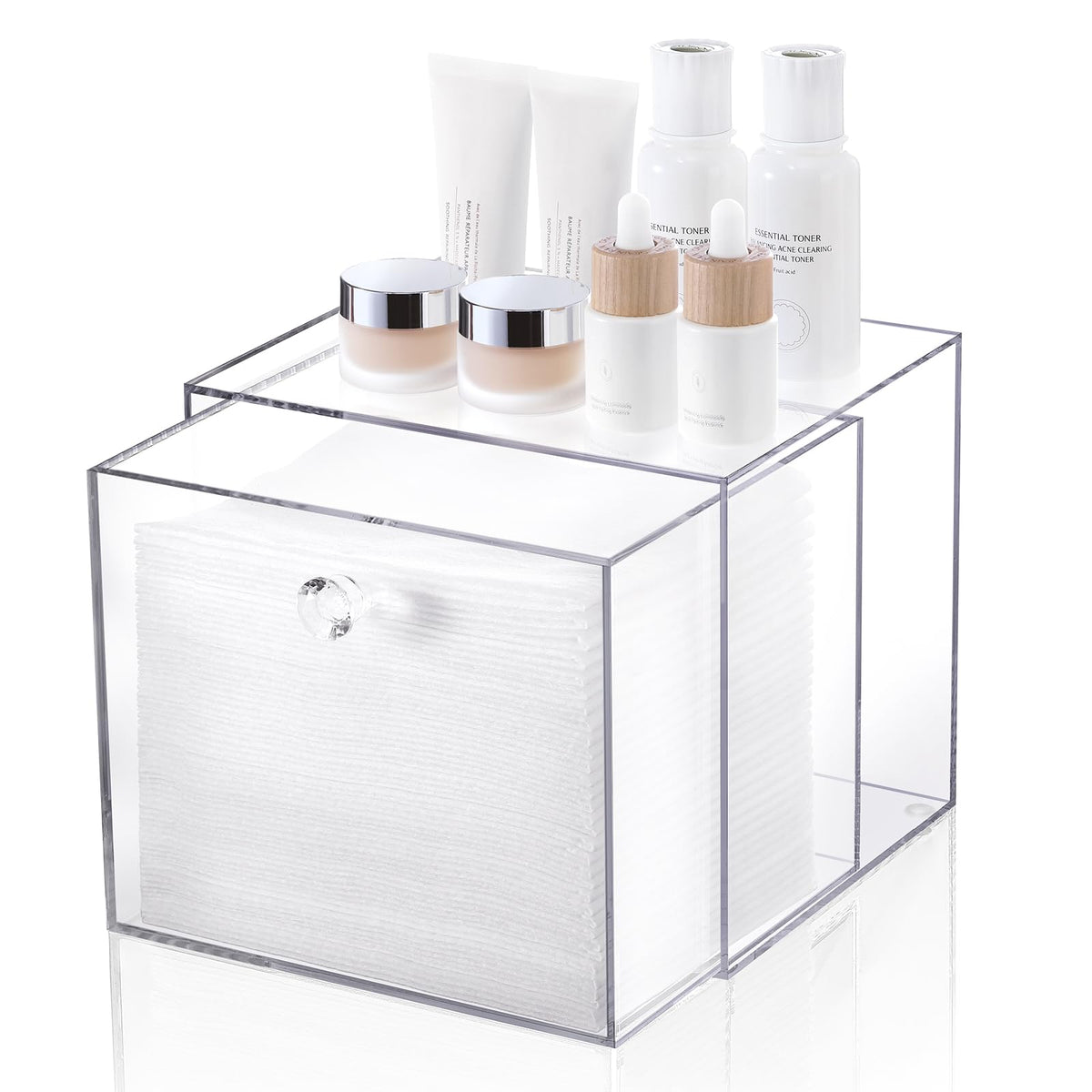 LANDNEOO caja acrílica para toallas faciales XL, ideal para organización en baño
