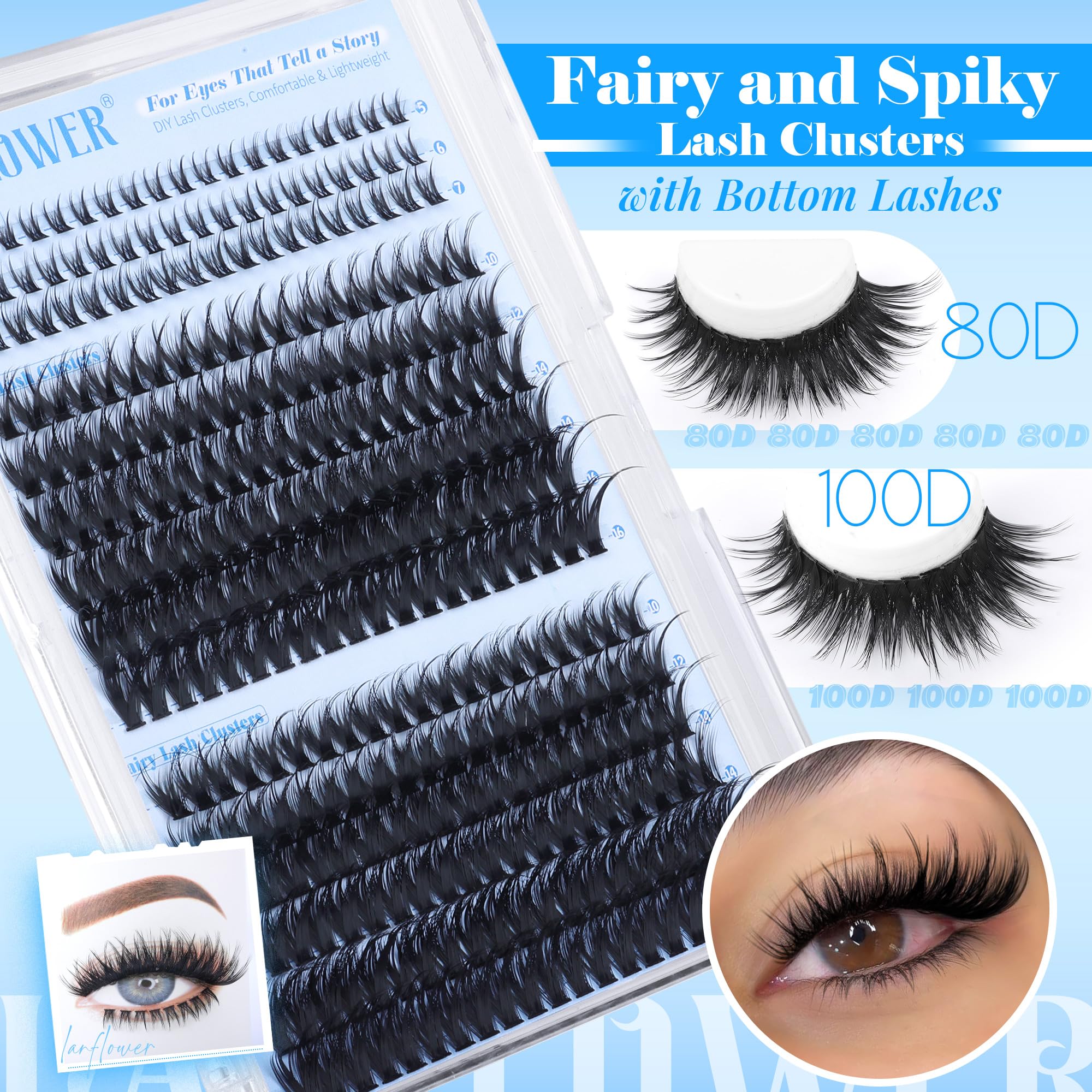 Lanflower DIY multi-style lash set in use