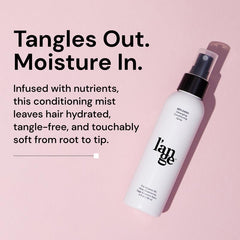 L'ANGE HAIR Replenish Leave-In Detangler spray nozzle in action improves manageability.