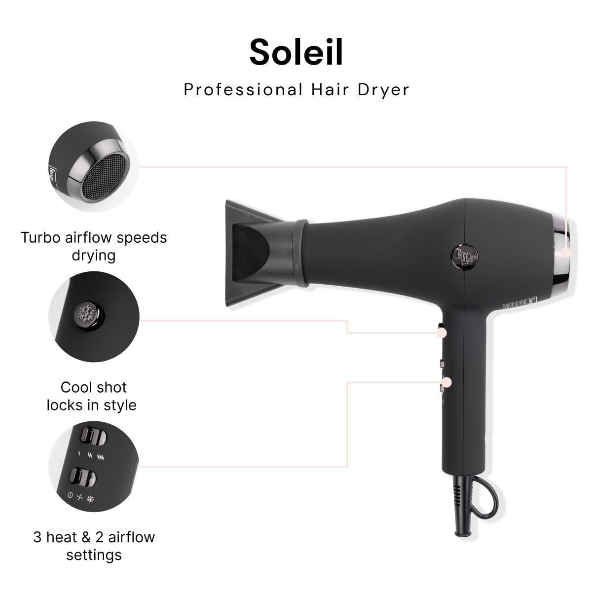 L'ANGE HAIR Soleil secador profesional con boquilla para mayor control