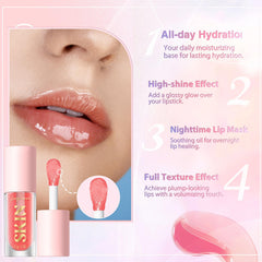 Brillo transparente de Langmanni realza el color de labios sin sensación pegajosa.
