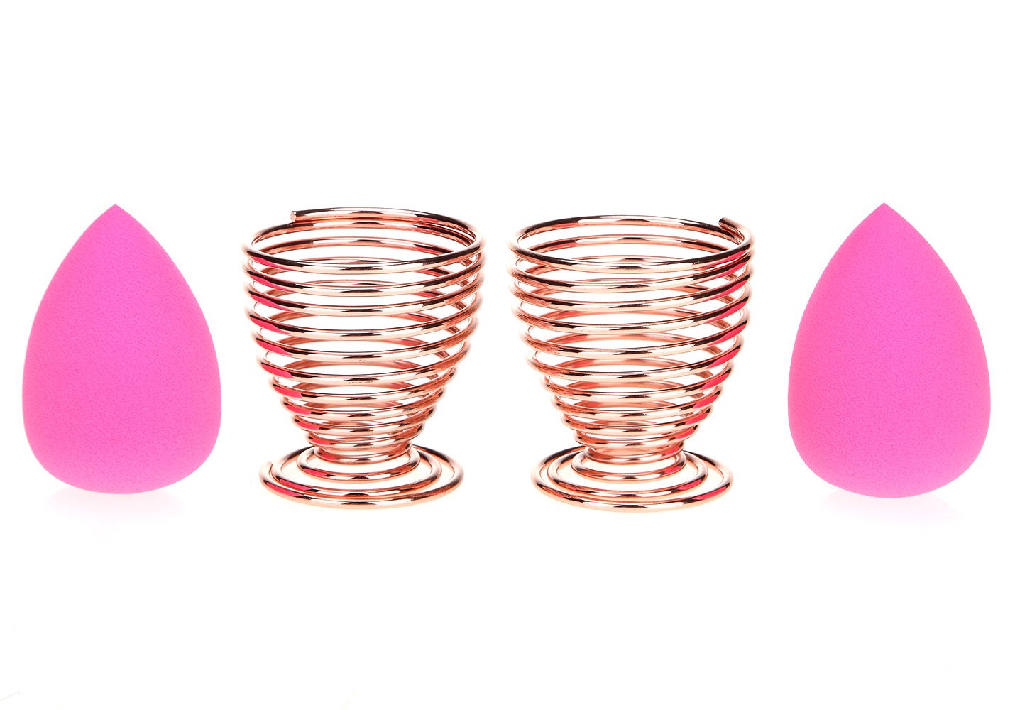 LanMa: expositor para esponjas de maquillaje en oro rosa, mantiene orden y acceso rápido.
