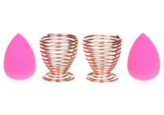 LanMa: expositor para esponjas de maquillaje en oro rosa, mantiene orden y acceso rápido.