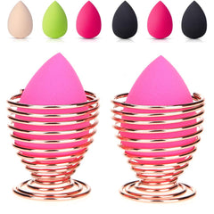 LanMa: soporte para esponjas de maquillaje en oro rosa, ideal para secado y almacenamiento.
