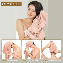 Toalla Laojbaba 50x100 cm, ideal para cabellos largos y densos.