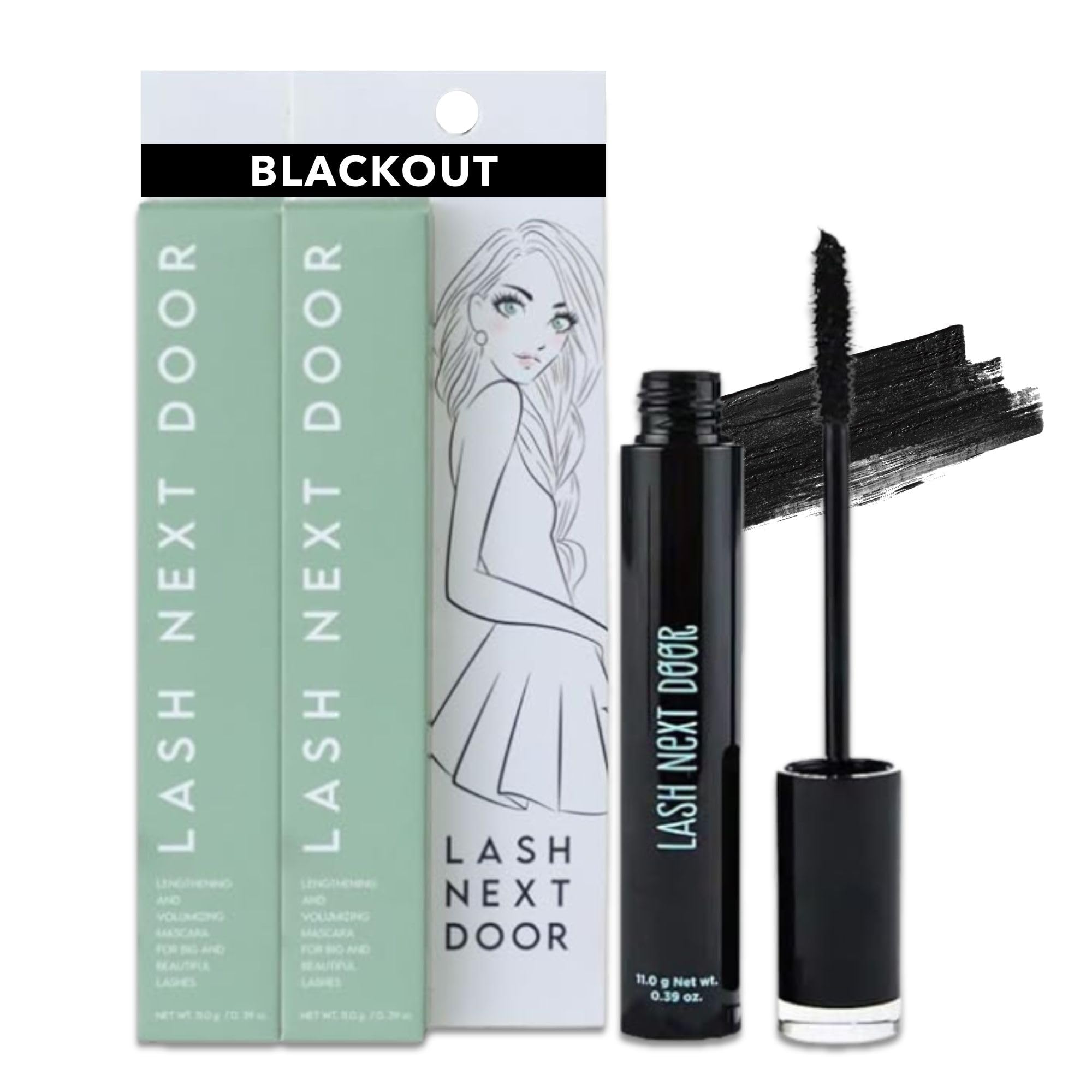 Lash Next Door Mascara resistente al agua con aplicador para definir y alargar.