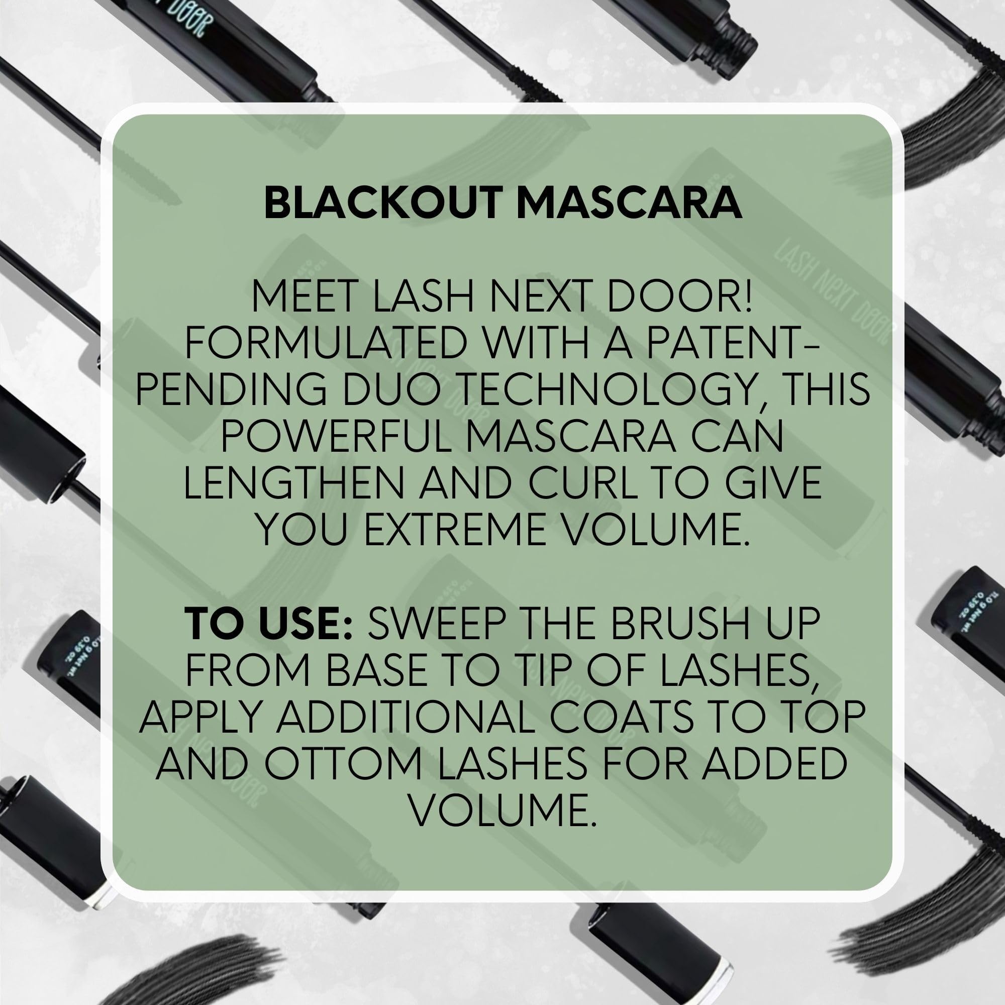 Lash Next Door Mascara sin grumos para una aplicación suave y uniforme.