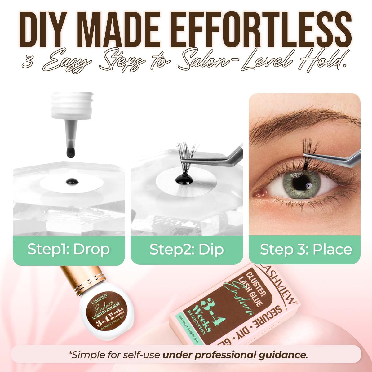 LASHVIEW packaging box showcases 5ml bottle and professional use guidance.