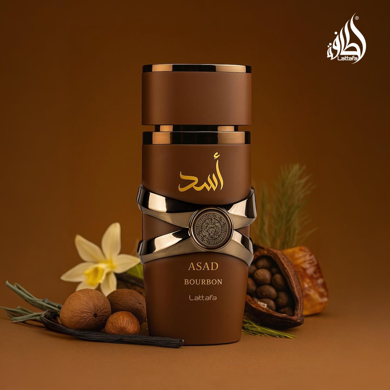 Lattafa Asad Bourbon, notas de base vetiver y vainilla bourbon para una estela duradera
