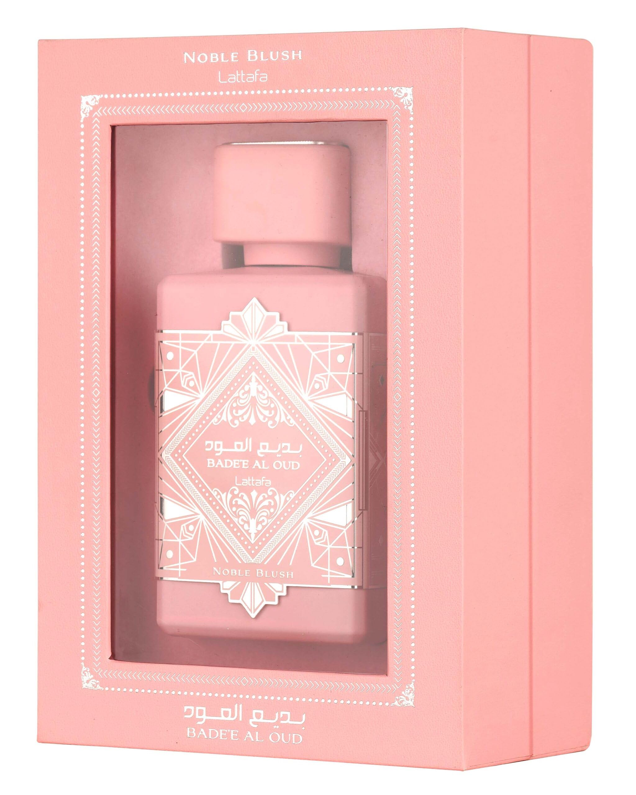 Lattafa Bade'e Al Oud Noble Blush apertura suave que inspira romanticismo.
