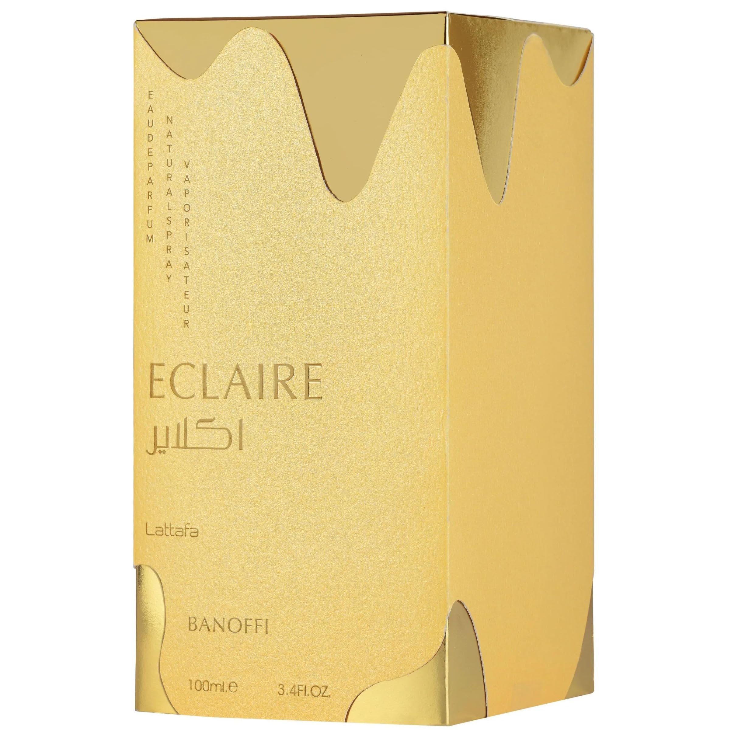 Lattafa Eclaire Banoffi, diseño de botella atractivo para regalo o colección.