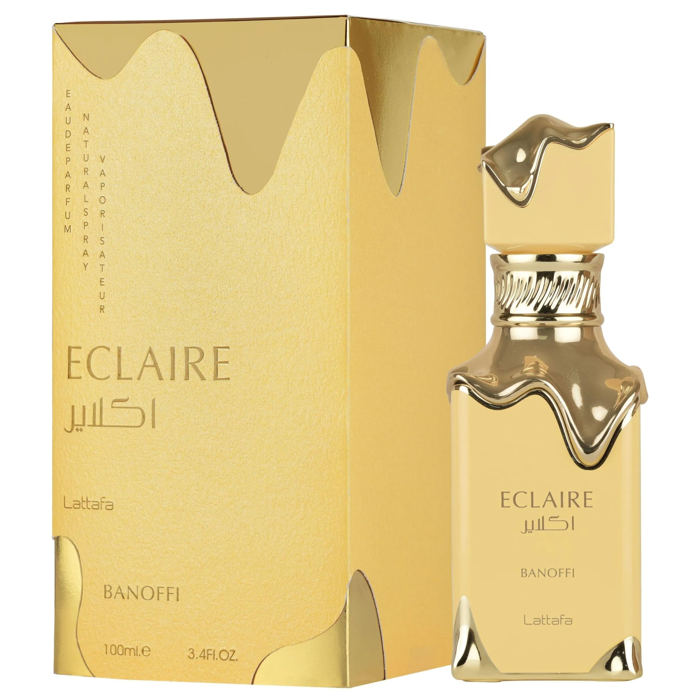 Lattafa Eclaire Banoffi, notas de platano y dulce de leche en el corazón.