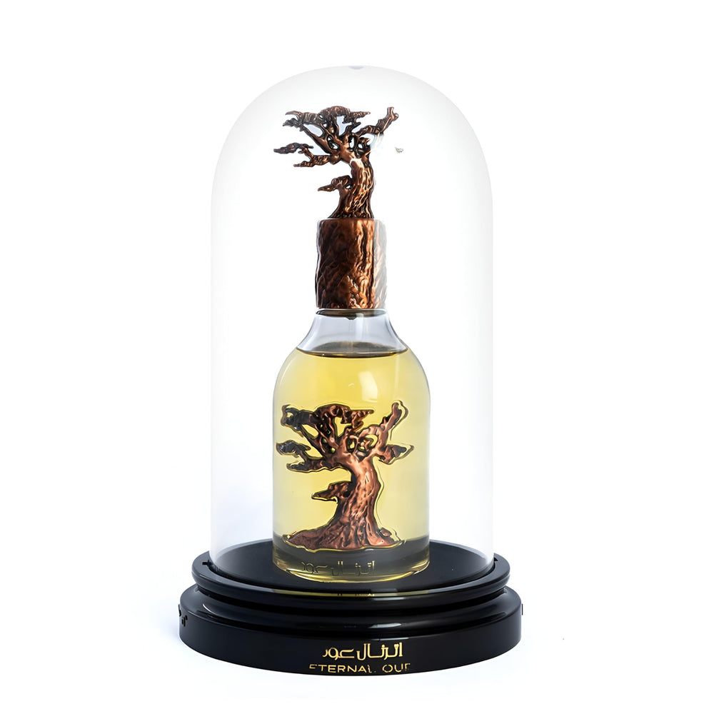 Lattafa Eternal Oud middle notes heliotrope and orchid reveal refined florals.