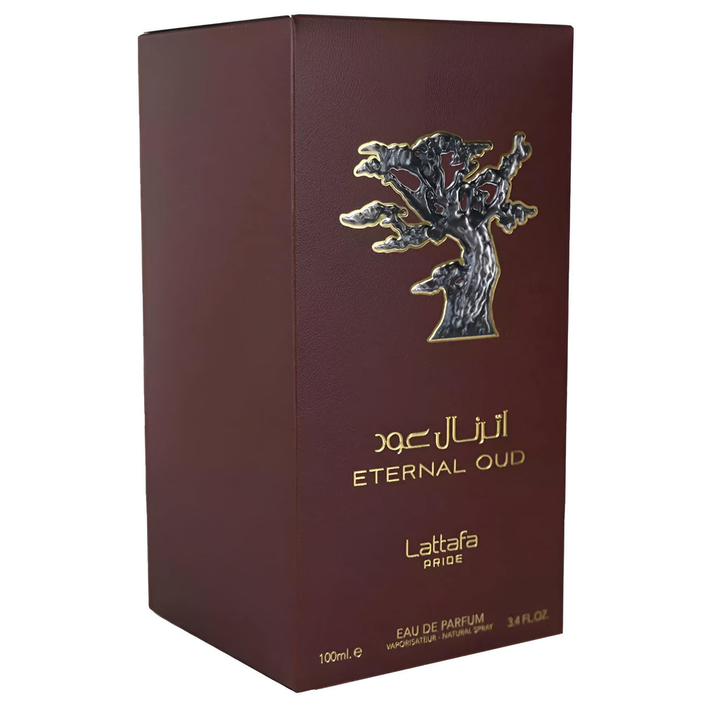 Lattafa Eternal Oud spray-ready bottle invites confident all-day wear.
