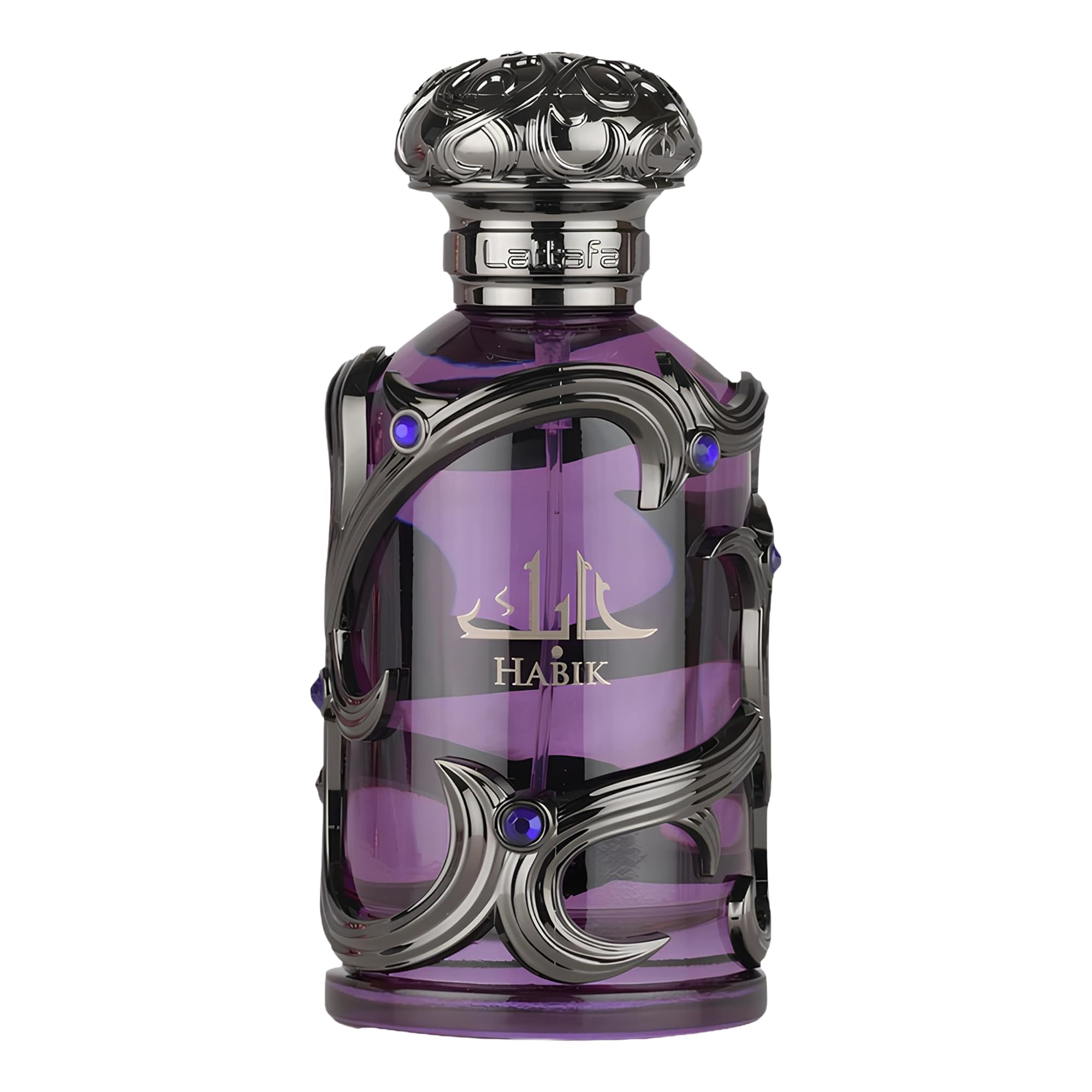 Lattafa Habik, vista frontal de la botella para estilo masculino audaz.