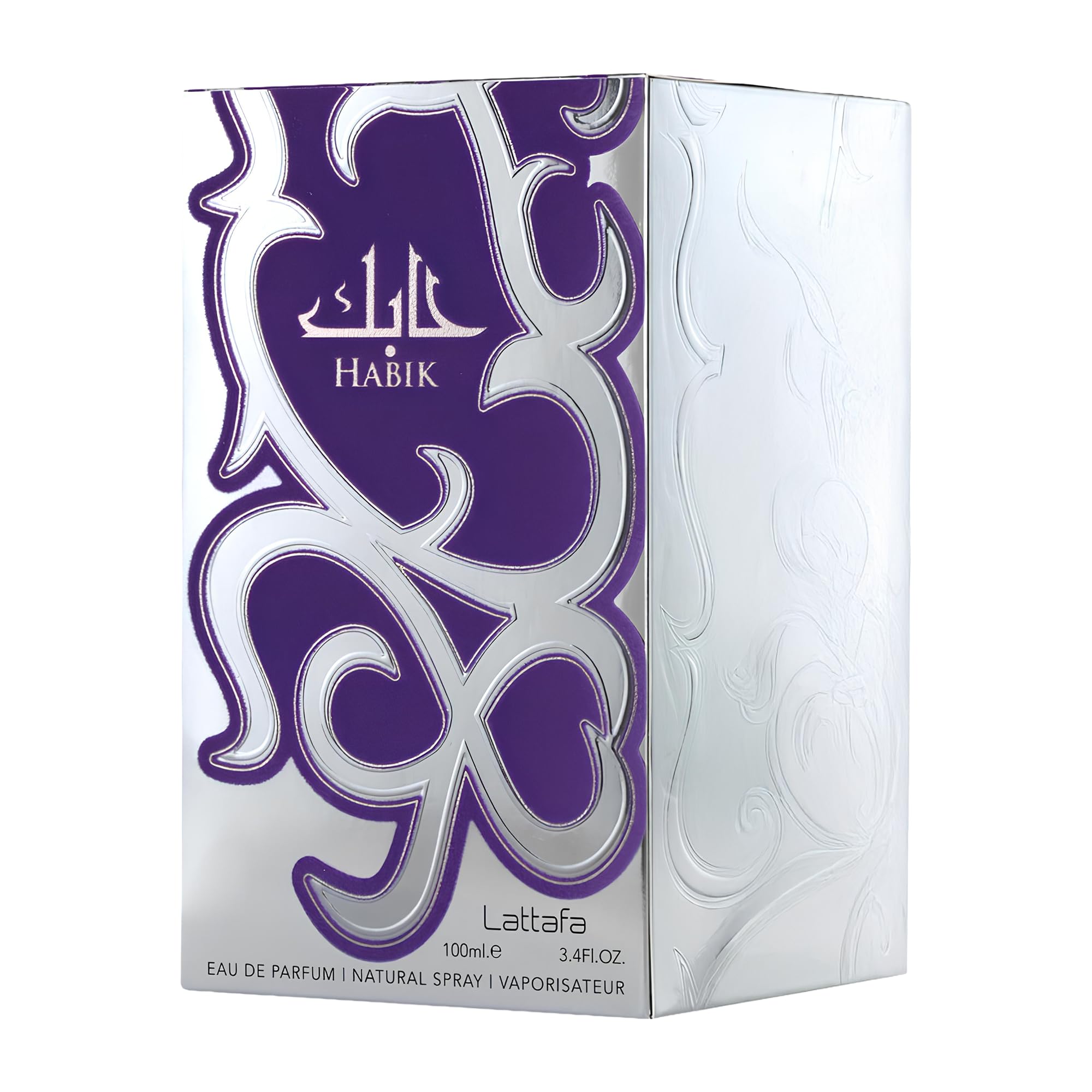 Envase Lattafa Habik, 100 ml, aroma duradero para uso diario.