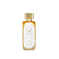 Lattafa Hayaati Gold Elixir, botella frontal, aroma sofisticado para ocasiones especiales