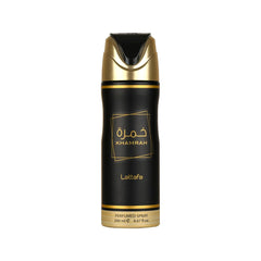 Lattafa Khamrah aplicación del desodorante perfumado; ideal para uso diario y eventos.