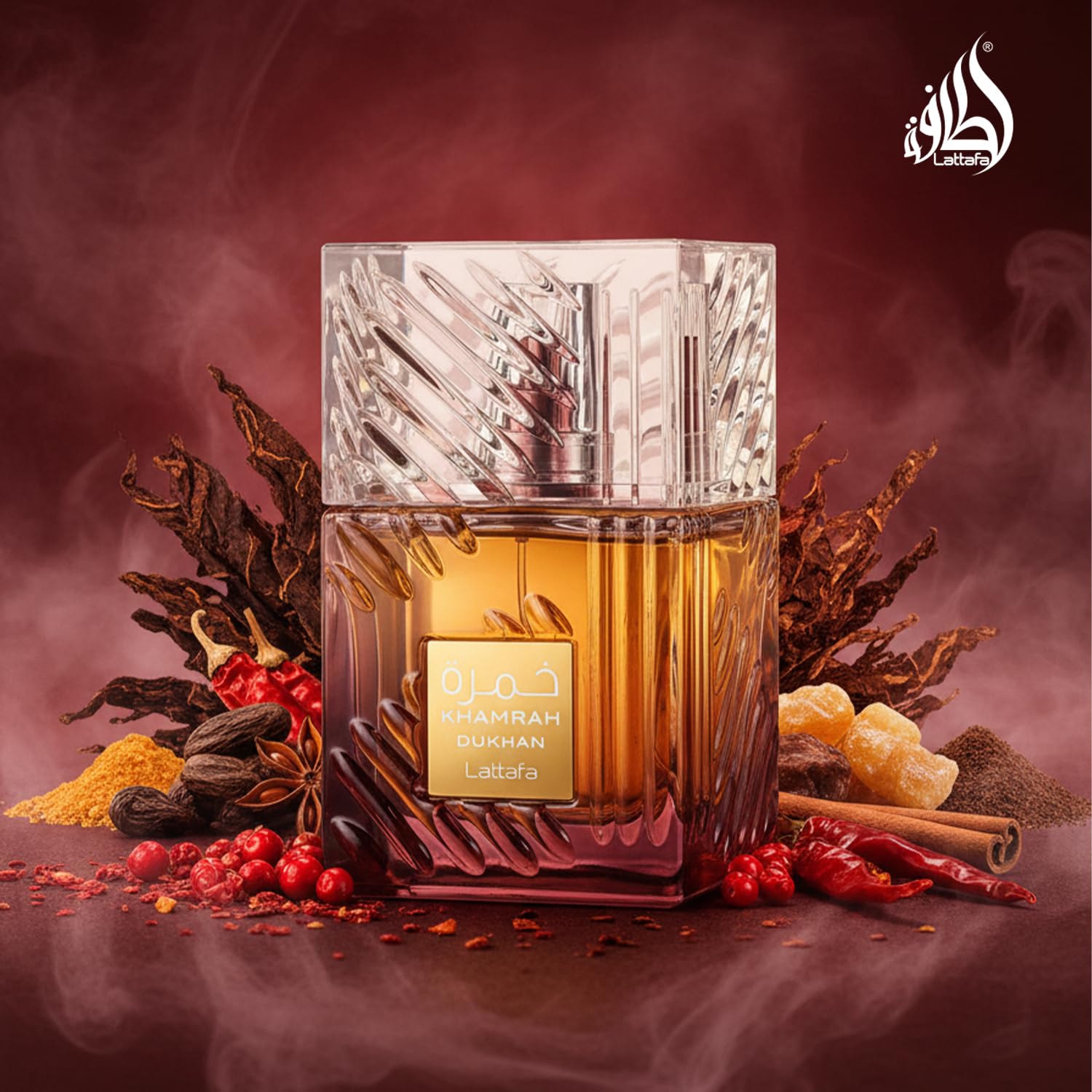 Notas medias: cistus y flor de naranja enriquecen Lattafa Khamrah Dukhan.