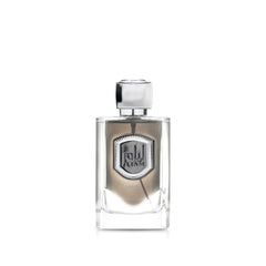 Lattafa Liam Grey, botella frontal, aroma versátil para uso diario.
