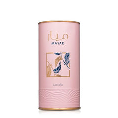Lattafa Mayar base vainilla y almizcle: calidez suave y larga estela.