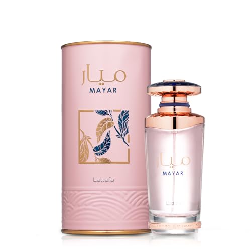 Lattafa Mayar corazon floral: peonía y rosa blanca para sofisticación.