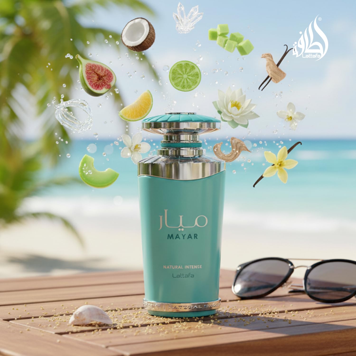 Lattafa Mayar Natural Intense, envase de lujo para colección o regalo.