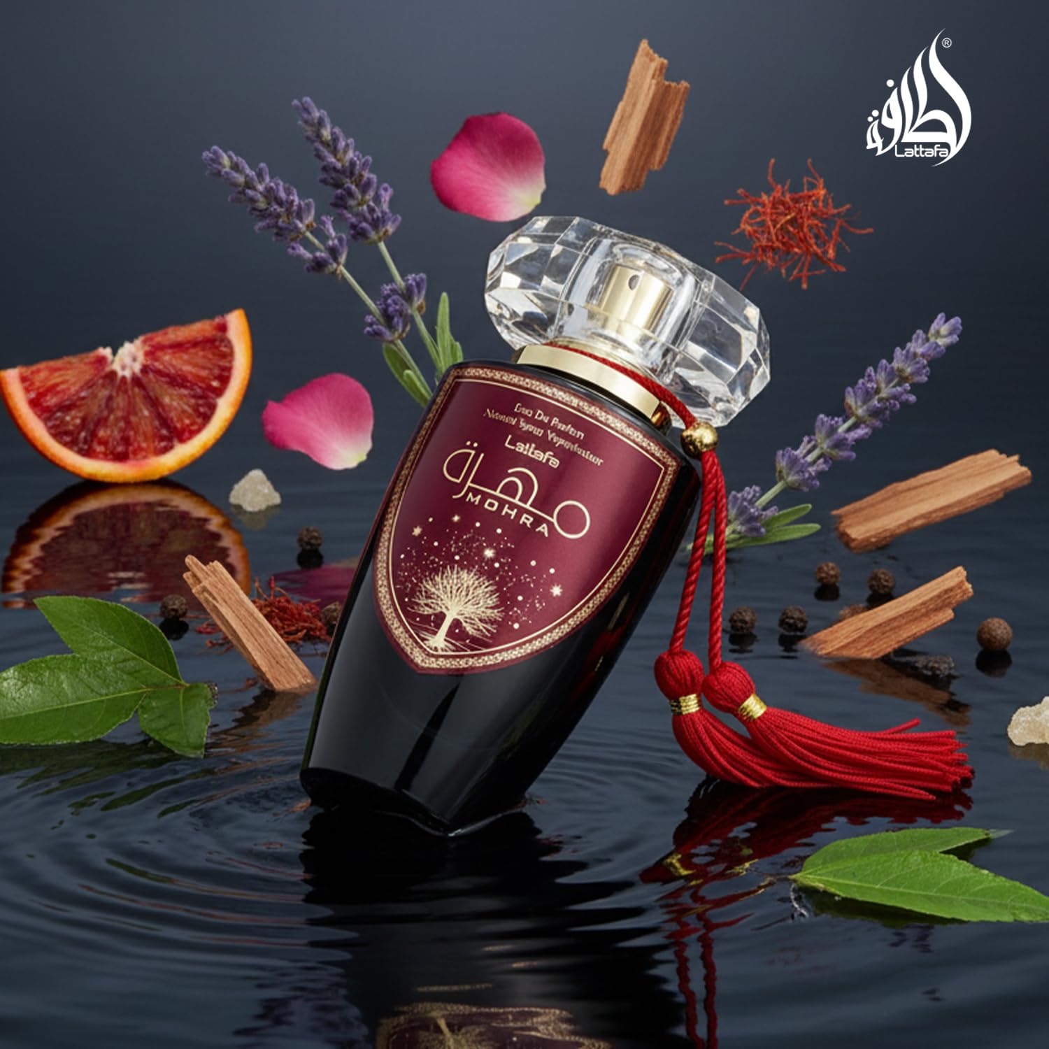 Lattafa Mohra, envase caja, presentación elegante para colección o regalo