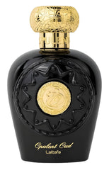 Lattafa Opulent Oud, botella frontal, aroma envolvente para cualquier ocasión.